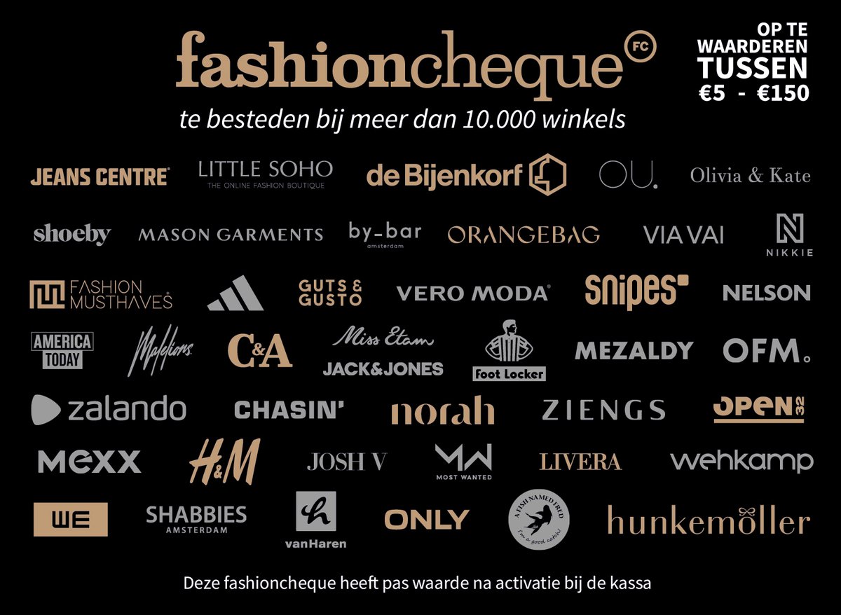 fashioncheque zwart – Cadeaukaart 100 euro