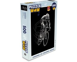 Puzzel Lijntekening - Wit - Wielrennen - Snelheid - Legpuzzel - Puzzel 500 stukjes