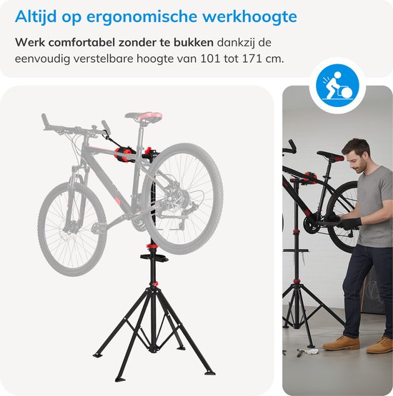 ACAZA Fiets Montagestandaard - Fietslift - Fietsenstandaard - Uitschuifbaar 101-171 cm - Zwart - Fietsstaander - Fiets Ophangsysteem - Fietshanger - Montagestandaard Fiets van Merkloos — afbeelding 3