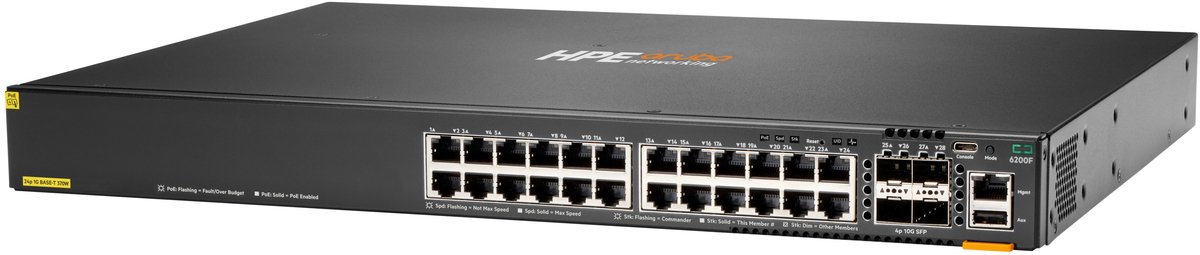 HPE Aruba Networking CX 6200F 24G 4SFP+ Switch Managed L3 Gigabit Ethernet (10/100/1000) 1U