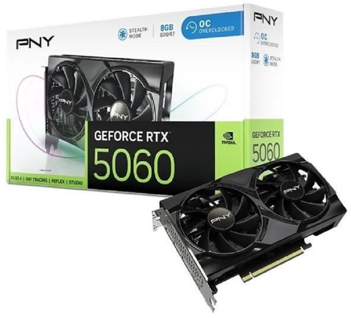 PNY - Grafische kaart - GEFORCE RTX™ 5060 - 8 GB - Overclocked - Dubbele ventilator - DLSS 4