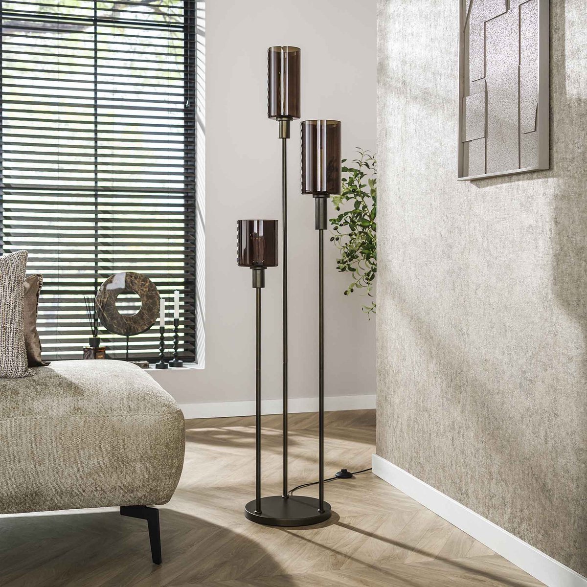 PS-Collection Vloerlamp Getrapt Sepiora 3L - Brons - Metaal/Glas - 33x33x165 cm - vloerlampen woonkamer, staanlamp, vloerlamp zwart, vloerlamp industrieel, vloer lamp, staande lampen woonkamer, staande lampen, staande lamp industrieel thumbnail 5