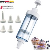 Koekjespuit bakaccessoires, gebakspuit koekjespuit, garneerspuit, taartspuit krampspuit, slagroomspuit, 6 spuitmonden, 12 sjablonen, 1 spatel, 3