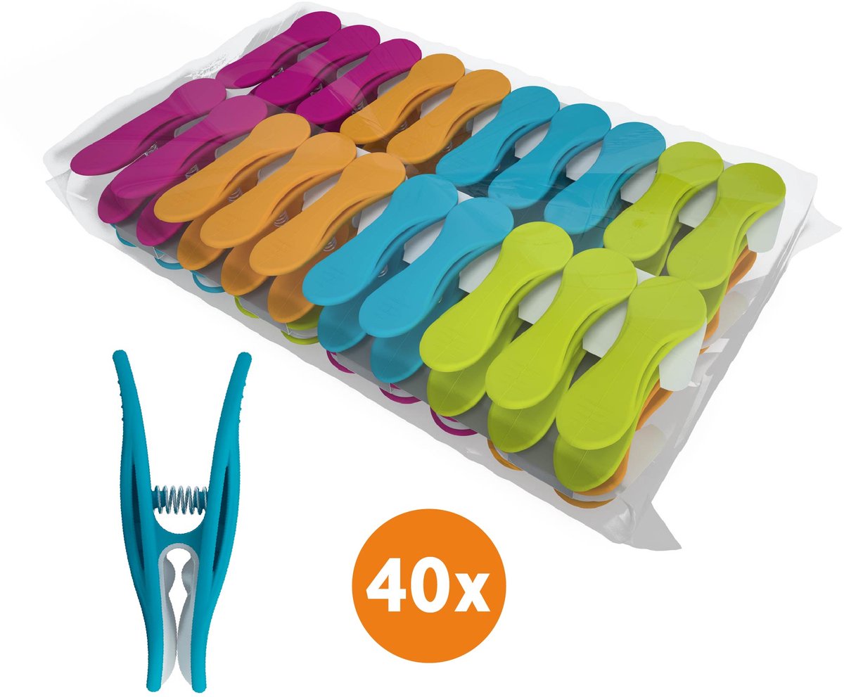 Goedkoopste LaundrySpecialist Wasknijpers soft grip - 40 stuks - klein en extra stevig - wasknijpers plastic - wasknijpers kunststof - knijpers plastic