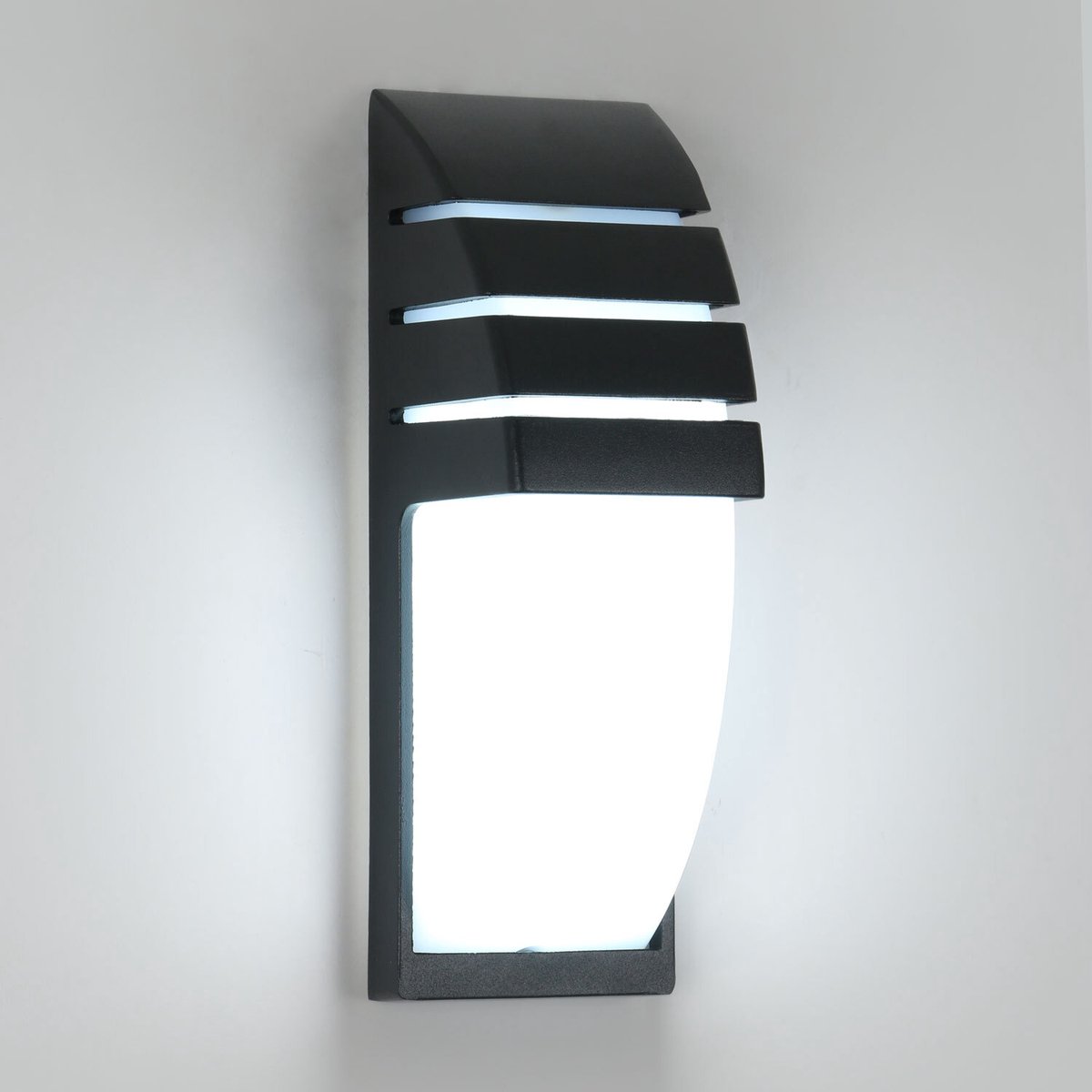 Wandlamp voor binnen en buiten, zwart, 12W, 6000K, koelwit, IP65, waterdichte wandlamp voor tuin, terras, terras