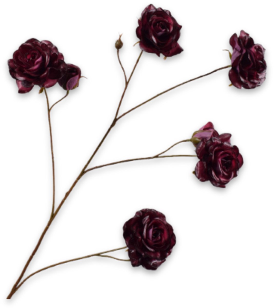 Silk-ka Kunstbloem-Zijde Bloemen Roos Tak Bordeaux 93 cm