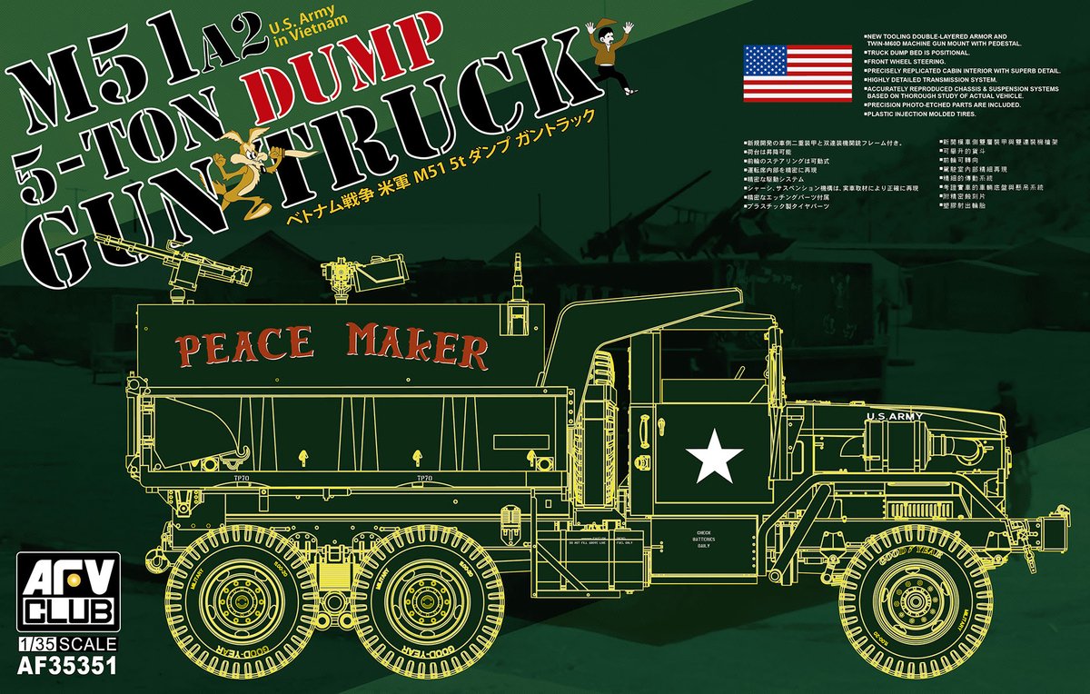 AFV Club Modelbouwpakket Militaire voertuigen - 35351 M51A2 5-Ton Dump Gun Truck - Militair Voertuig Plastic - 1:35 - Modelbouw