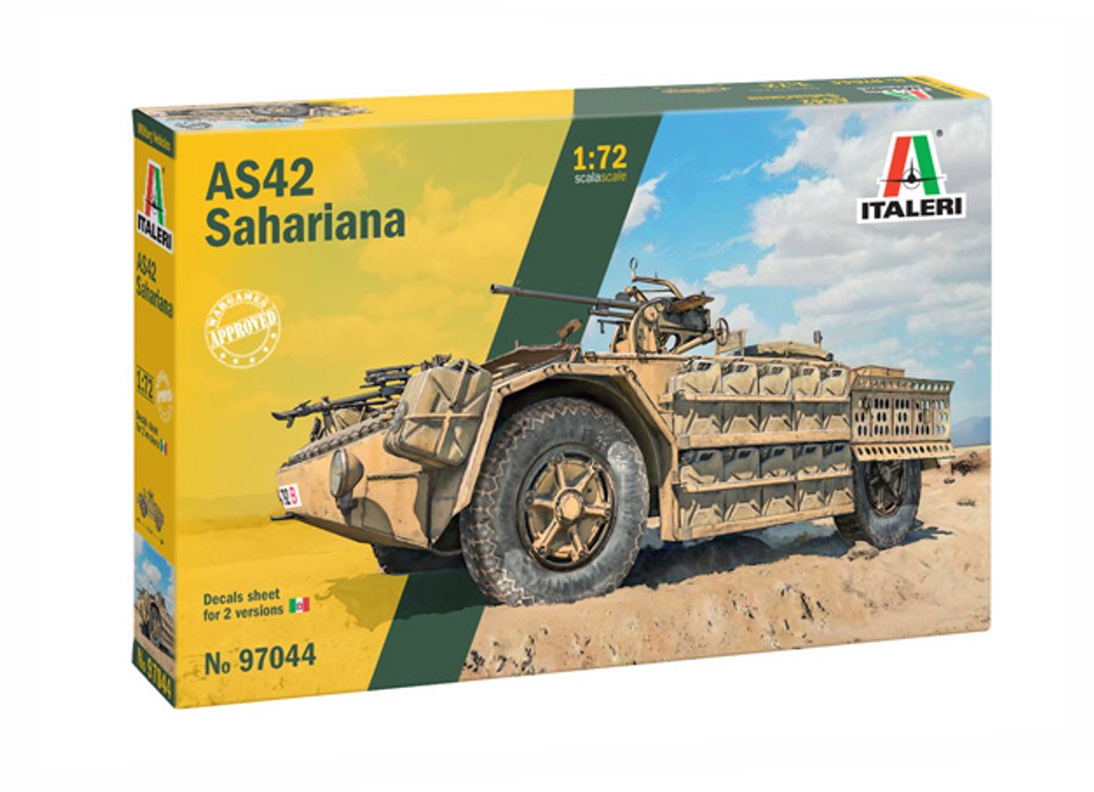 Italeri Modelbouwpakket Militaire voertuigen - 97044 AS 42 Sahariana - Verkenningsvoertuig WWII - Italiaans Militair Voertuig Plastic - 1:72 - Modelbouw