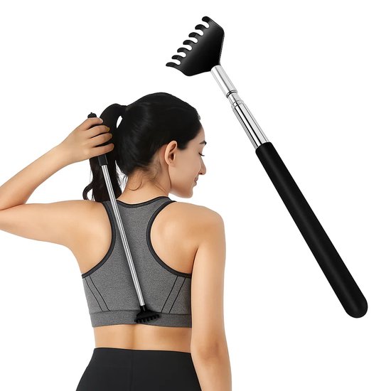 Uitschuifbare Rugkrabber I Verstelbare Ruggenkrabber I Massage Krabber I Telescopische Rugkrabber I Tot 56 CM I RVS I Zwart