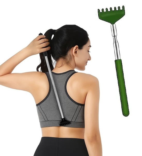 Uitschuifbare Rugkrabber I Verstelbare Ruggenkrabber I Massage Krabber I Telescopische Rugkrabber I Tot 56 CM I RVS I Groen