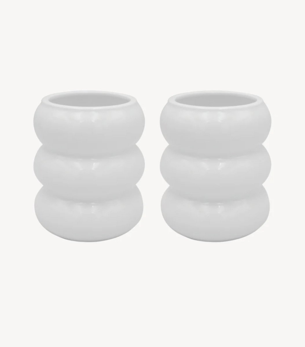 Wave Bubble Z-121 – Keramiek Mok – 400 ml – Set van 2 – Glans Wit – Handgemaakt – Koffie bekers