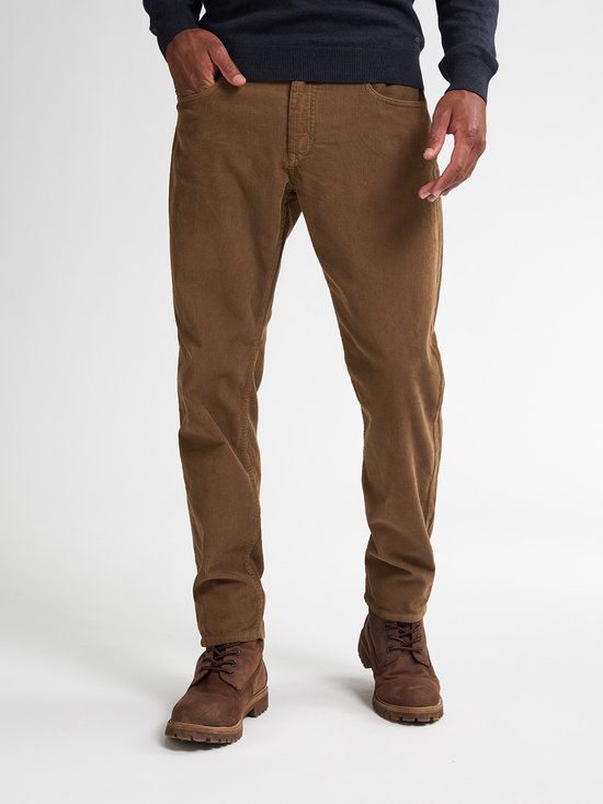 Petrol Industries - Jeans en velours côtelé pour homme - Coupe fuselée classique - 100 % coton - 5 poches - Délavage subtil - Marron - Taille W28L34