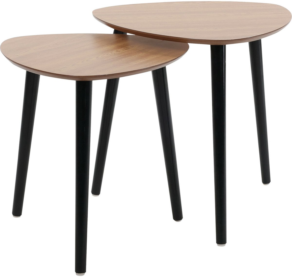 Home & Styling Bijzettafeltjes - set 2x stuks Ancona - lichtbruin/zwart - D40 x H41 cm/D45 x H45 cm - dennenhout