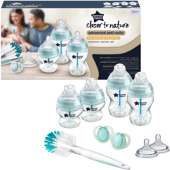 Tommee Tippee Starterkit voor pasgeborenen, anti-colic flessen, flessen, spenen, borstel 0m+ — afbeelding 2