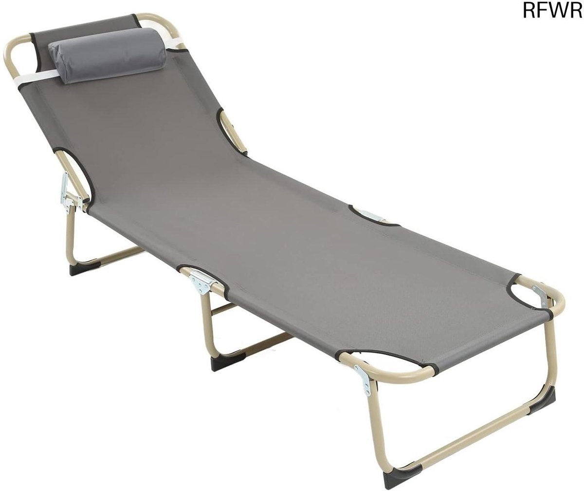 RFWR® Opklapbed voor Eén Persoon - Opvouwbare Ligstoel voor Binnen en Buiten