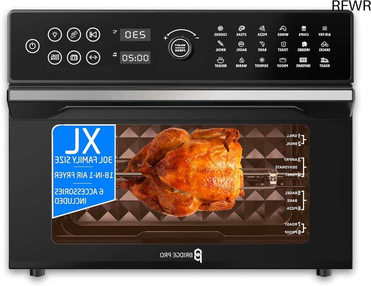RFWR Digitale heteluchtfriteuse oven 30L met rotisserie - XL