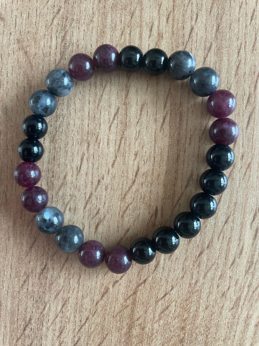 Beschermende Armband met Granaat Obsidiaan & Larvikiet 8mm 18 cm