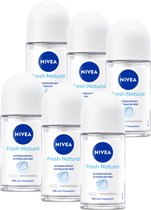 NIVEA Fresh Natural Anti-transpirant Deo Roller - 48 uur bescherming - Deodorant Met Oceaanextracten - Antibacterieel - 6 x 50 ml - Voordeelverpakking