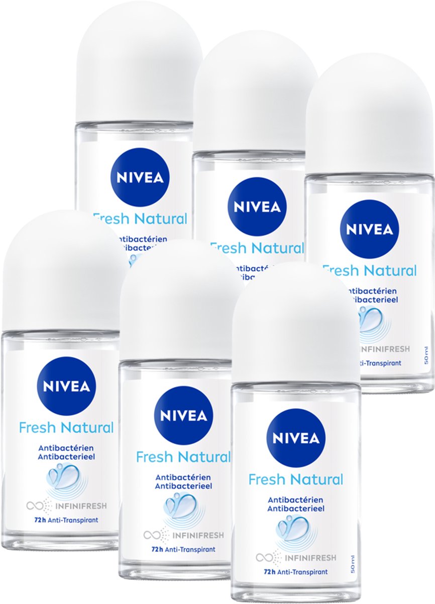 NIVEA Fresh Natural Deodorant Roller - Voordeelverpakking - 6 x 50 ml