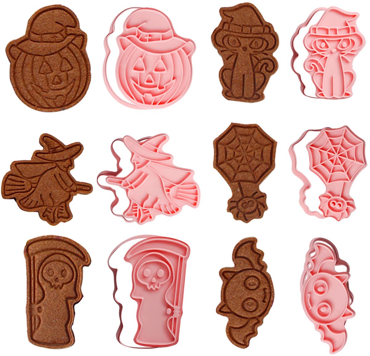 Yisscen 6 stuks koekjesvormpjes, Halloween koekjesvormpjesset, DIY fondant koekjesvormpjes, koekjesvormpjes, broodvormpjes voor kinderen, accessoires voor het bakken van koekjes, herbruikbare bakvorm