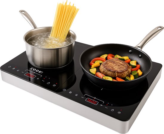 COOK-IT Inductie Kookplaat 2 Pits Vrijstaand–Zwart