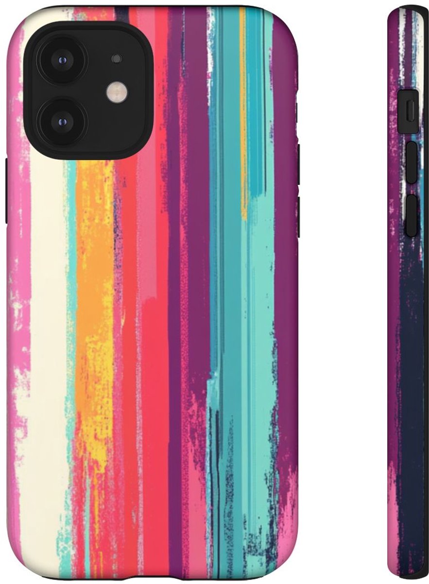 Levendige Verticale Strepen Abstracte Kunst – Telefoonhoesje Geschikt voor iPhone 12