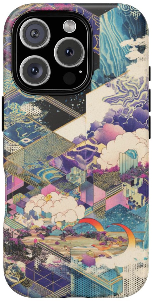 Abstracte Geometrische Natuurtaferelen – Telefoonhoesje Geschikt voor iPhone 16 Pro