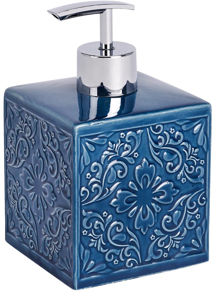 Ibenzoa® Stijlvolle Keramische Zeepdispenser in Blauw voor Badkamer en Keuken, 500 ml Capaciteit