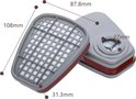 Grijze gasfilter met rode rand, 108x87.8mm