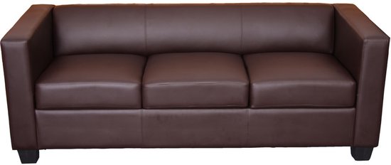 Canapé 3 places canapé lounge Lille ~ cuir artificiel, café