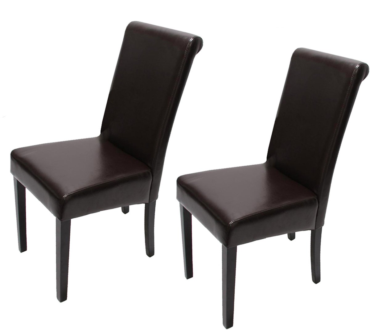 Set van 2 eetkamerstoelen Keukenstoel Novara II, leer ~ bruin, donkere poten