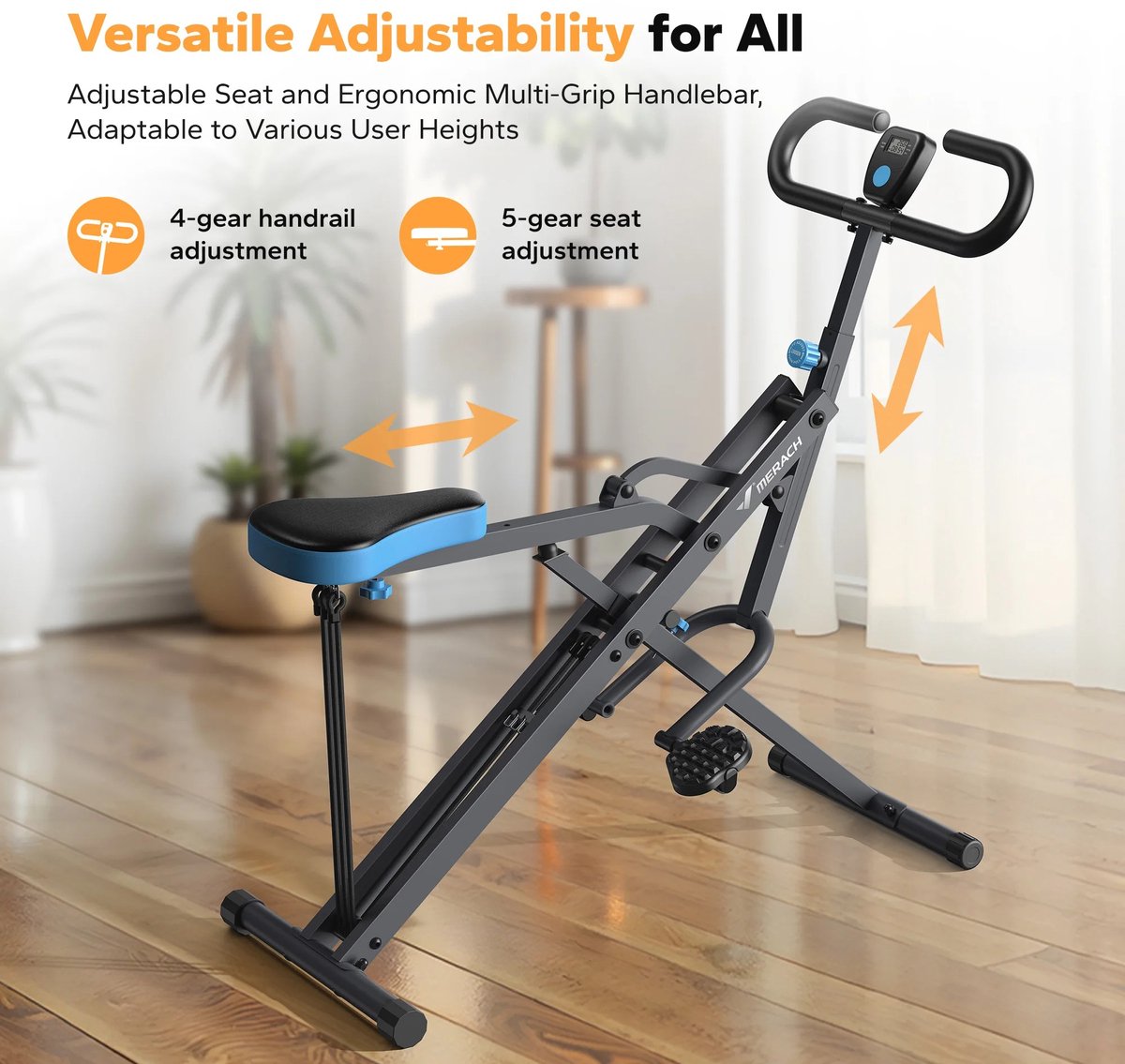 Mila Squat Roeimachine 2-in-1 Inklapbaar Zwart - afbeelding 3