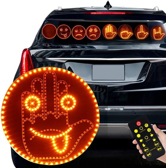 Civikyle Led-vingerlicht, handgebaar met afstandsbediening, auto-raamaccessoires, grappige gadgets voor mannen, vrachtwagenchauffeur, rood