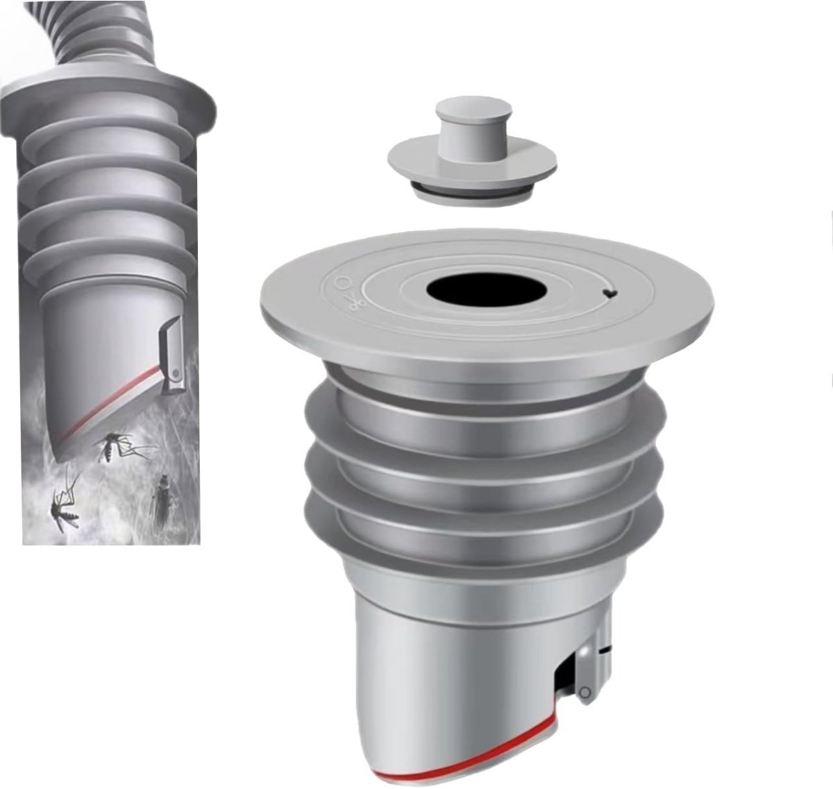 TOVBMUP 35-40mm Wasmachine Deodoriserende Deksel - Wasmachine Buis Afdichting - Afdichting Afvoerslang - Geschikt voor Keukens en Badkamers - Grijs