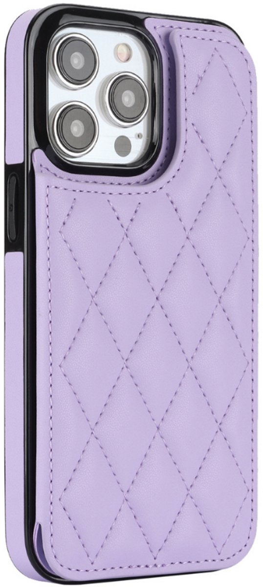 Hoesje geschikt voor iPhone 17 - Backcover - Pasjeshouder - Kunstleer - Paars