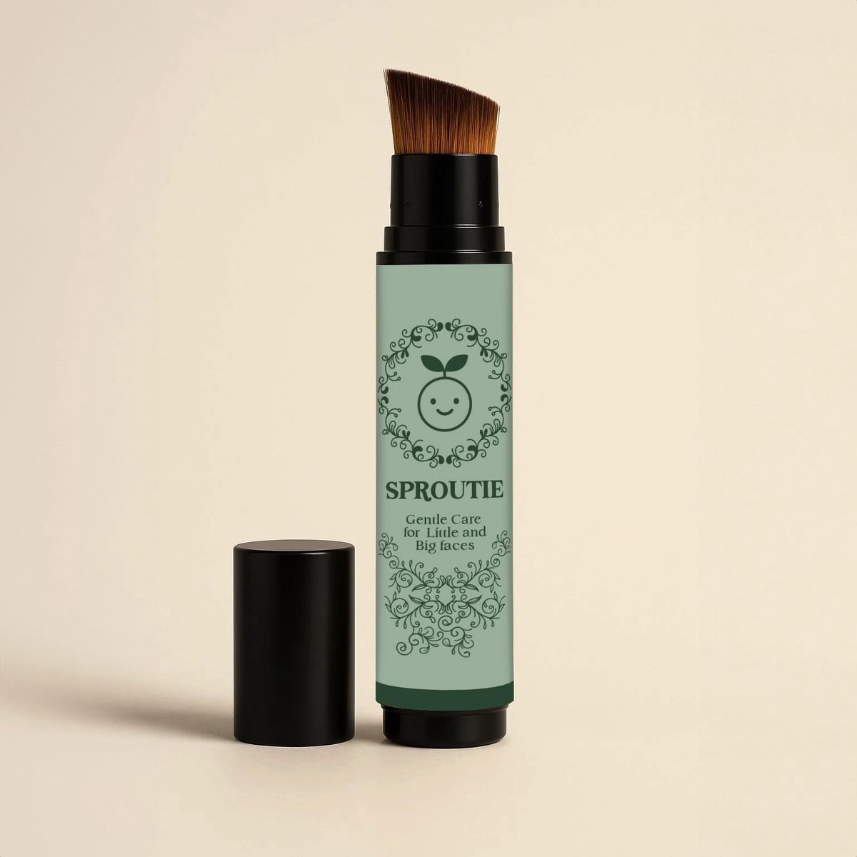 Sproutie – The Original – Hervulbare beautykwast – Olijfgroen met goud