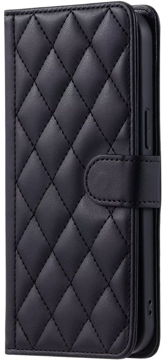 Hoesje geschikt voor iPhone 17 - Bookcase - Pasjeshouder - Koord - Kunstleer - Zwart