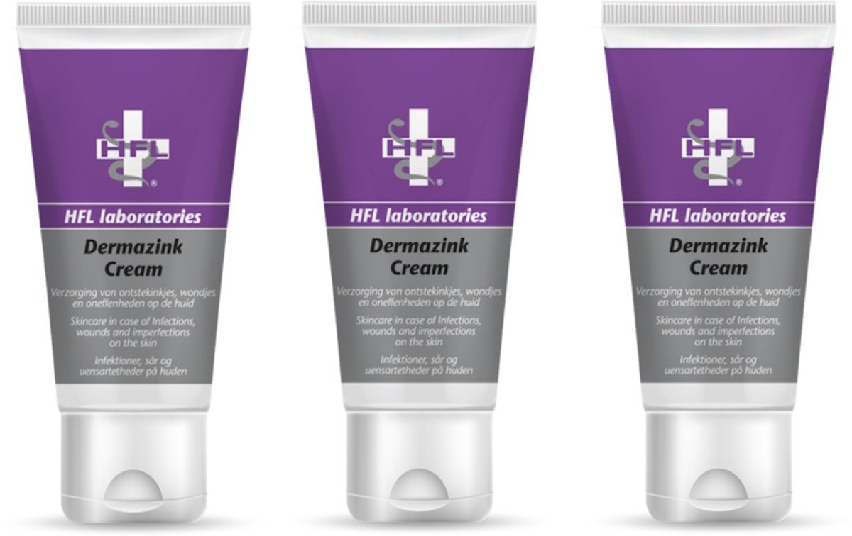 HFL - dermazink cream - voetverzorging - ondersteunt het herstellend vermogen van de huid - voordeelverpakking - 3x30 ml
