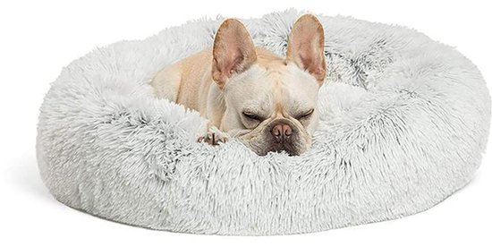 HMTOPE Hondenbed voor middelgrote honden, kattenbed, wasbaar, knuffelig hondenkussen, ronde corduroy hondenmand, donut, hondenbank, afneembaar en antislip, 70 cm, donkergrijs