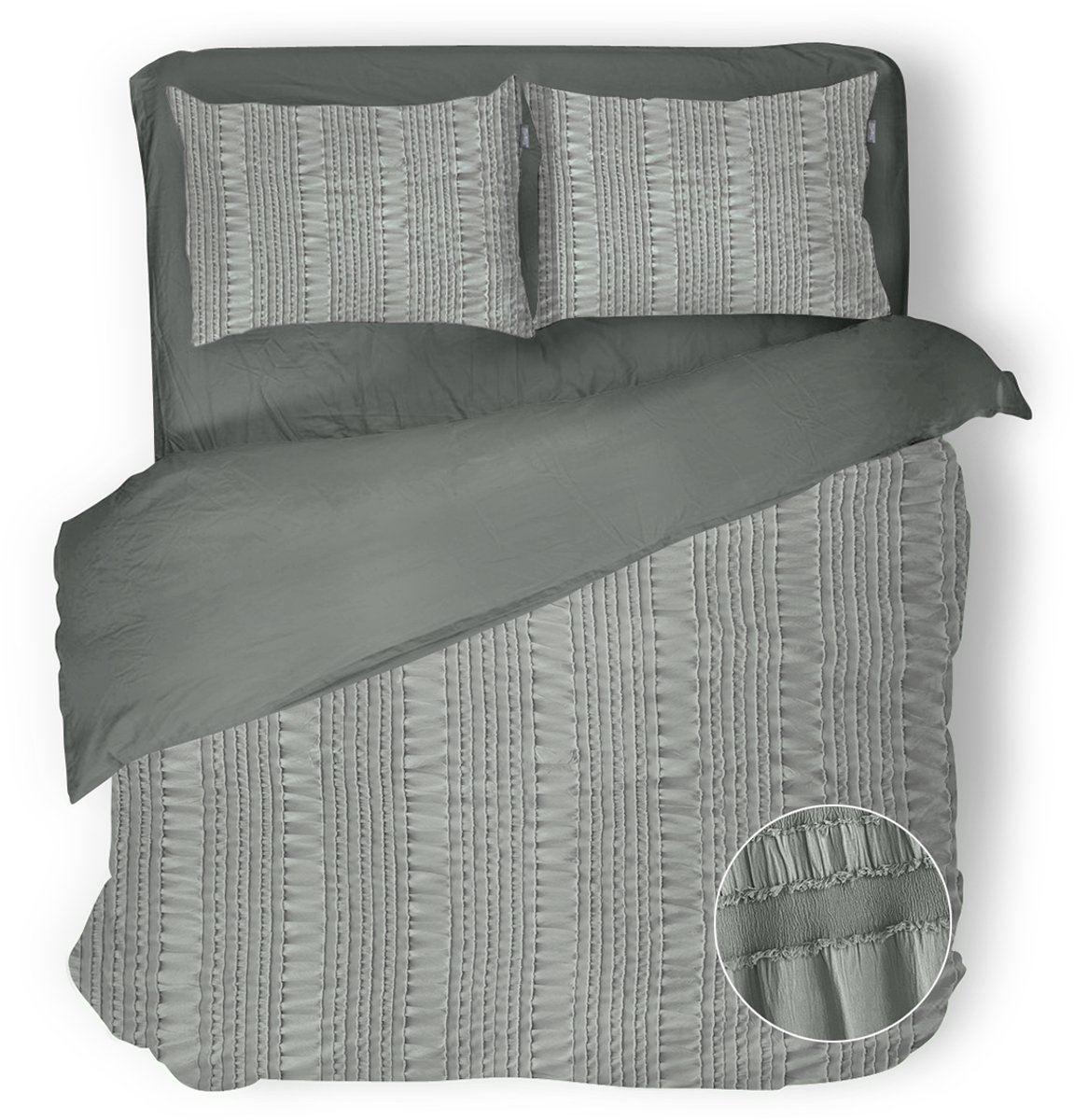 Eleganzzz Dekbedovertrek Pure Stitches - Soft Green - Dekbedovertrek 240x200/220cm - Micropercal - Lits Jumeaux - Dekbedovertrekken