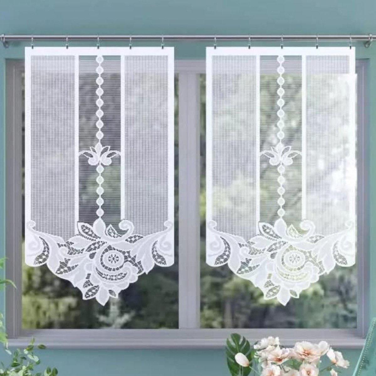 Unyqoos Stijlvolle Jacquard Gordijnen voor Woonkamer en Keuken - Diverse Maten Beschikbaar wit
