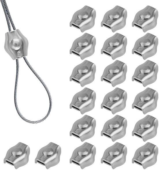 Lot de 20 serre- Pinces pour fil en acier inoxydable M3 avec Pinces pour fil unique pour câbles et fixations de 1,5 à 3 mm de diamètre