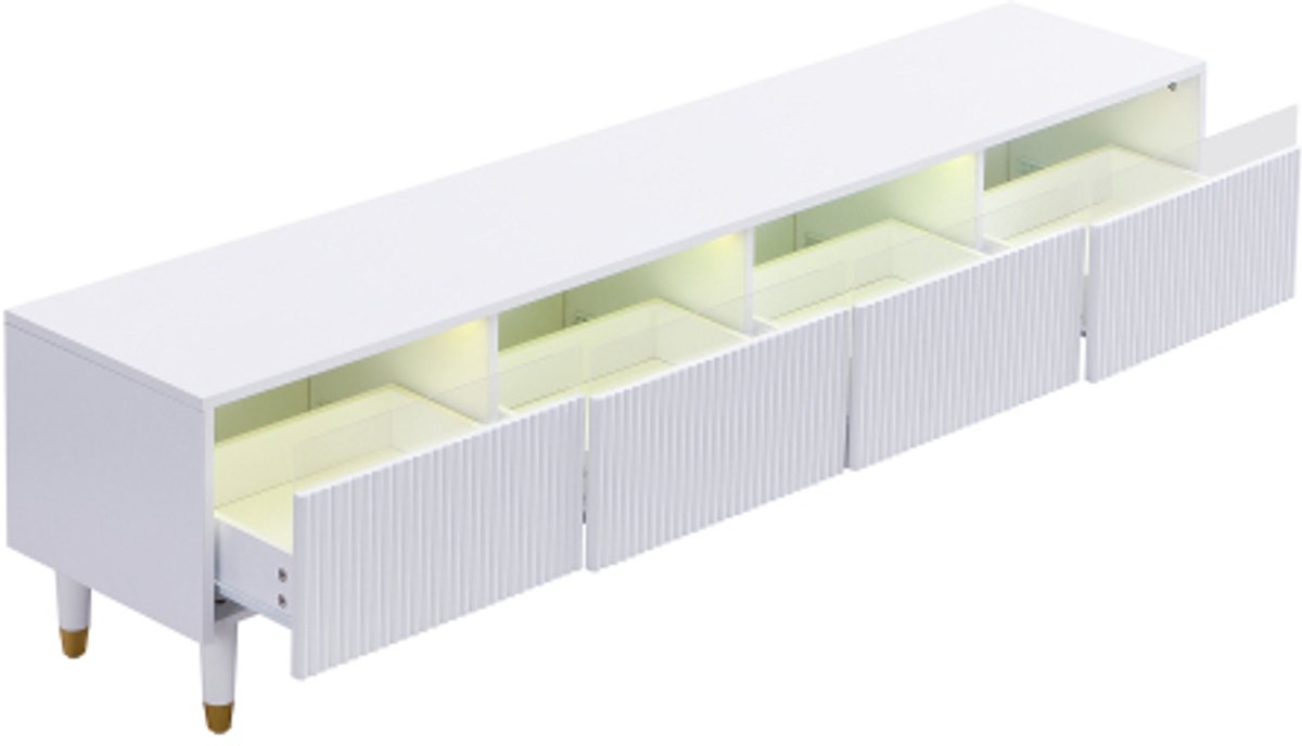 Moderne tv-kast 178 cm – Minimalistisch design, veel opbergruimte, 4 lades, MDF & acryl, i