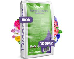 Rozen & Bloemen Meststof All-In-One - 5 Kg Voor 100 M² - Bevordert Rijke En Langdurige Bloei - Sterke Wortelgroei - Verbetert De Bodemstructuur - Langdurige Werking - Verrijkt Met Magnesium - Organifer