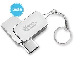 MrGoods USB Stick 128GB - USB-C & USB-A - USB 3.0 - Tot 100MB/s (800 Mbps) - Aluminium - Mobiele Opslag - A-grade Chip - Plug & Play - Voor Alle Smartphones, Tablets & Laptops