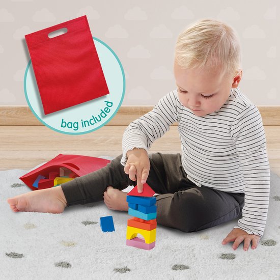 SES - Tiny Talents - Houten bouwblokken - 52-delige set - Montessori blokken - vrolijke kleuren - eindeloos te combineren Speelgoed 3 Jaar van SES — afbeelding 3