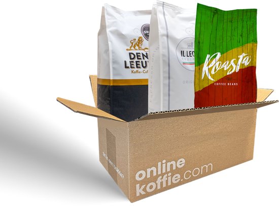 Krachtige Espresso Koffieproeverij - Koffiebonen - 3KG Koffiebonen - Inclusief Koffieblik - Cadeau - Verse Koffie - Roasta Coffee - Den Leeuw Koffie - Il Leone Espresso