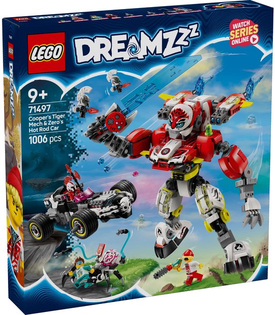 LEGO DREAMZzz™ Le robot tigre de Cooper et la voiture Hot Rod de Zero 71497