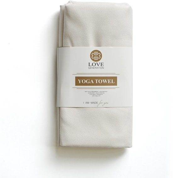 Love Generation ● Yoga Handdoek ● Tweezijdig ● Anti Slip ● Zand & Wit — afbeelding 2