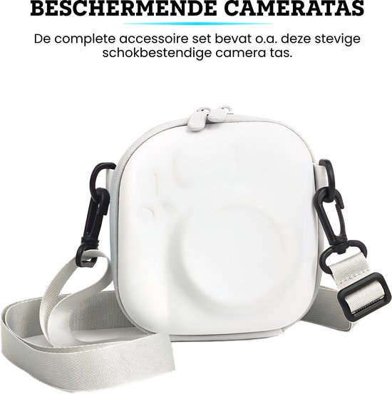 Somstyle Set Accessoires de vêtements pour bébé de Luxe adapté pour Fujifilm Instax Mini 12 – Étui étanche avec sangle de transport et plus encore – Wit